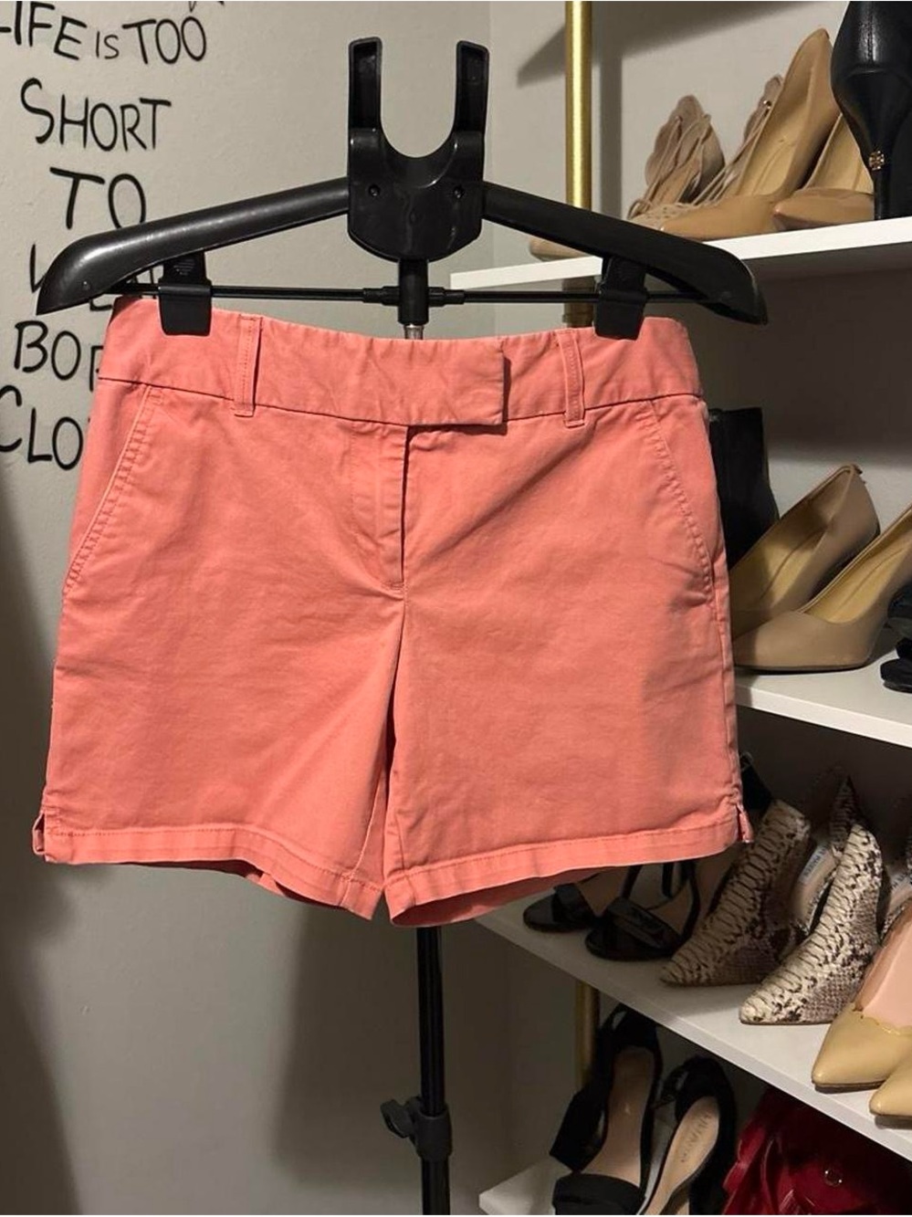LOFT Coral Pink Casual Cotton Blend Shorts